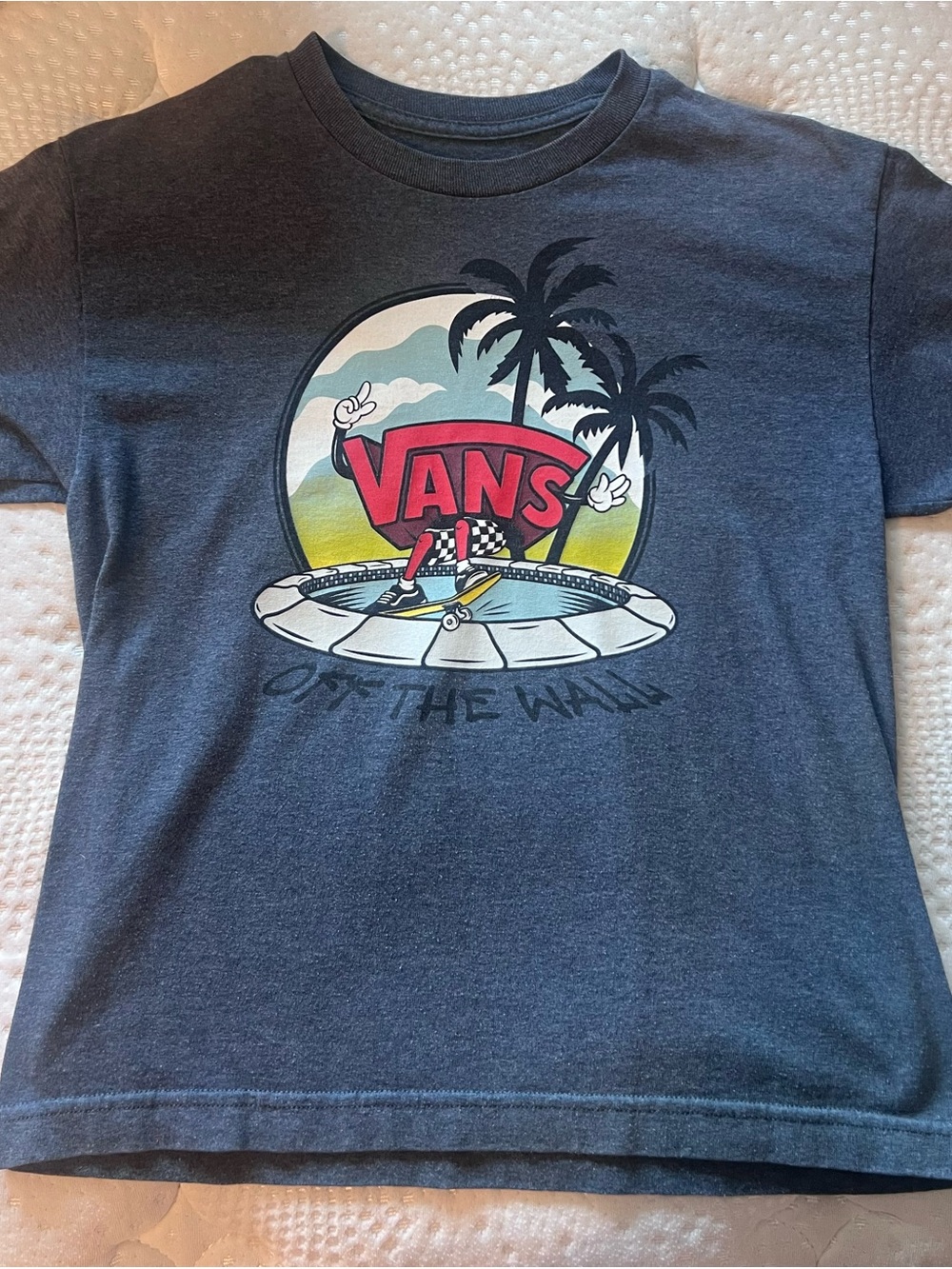 Vans Navy Short-Sleeve Tee with Surf Graphic and Red Logo